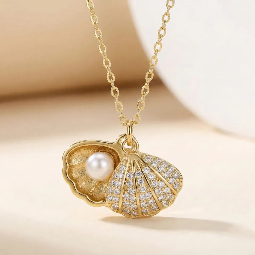 18KT Gold Plated Secret Pearl Shell Pendant Necklace