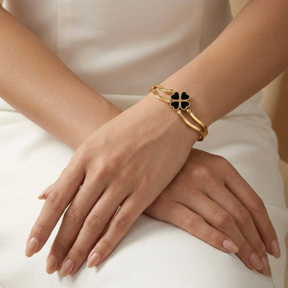 18Kt Gold Plated Lucky Clover Statement Bracelet