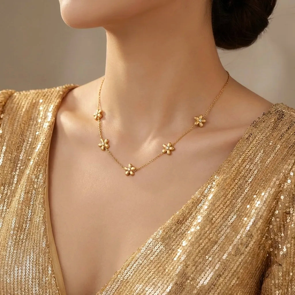 18Kt Gold Plated Daisy Sparkle Necklace
