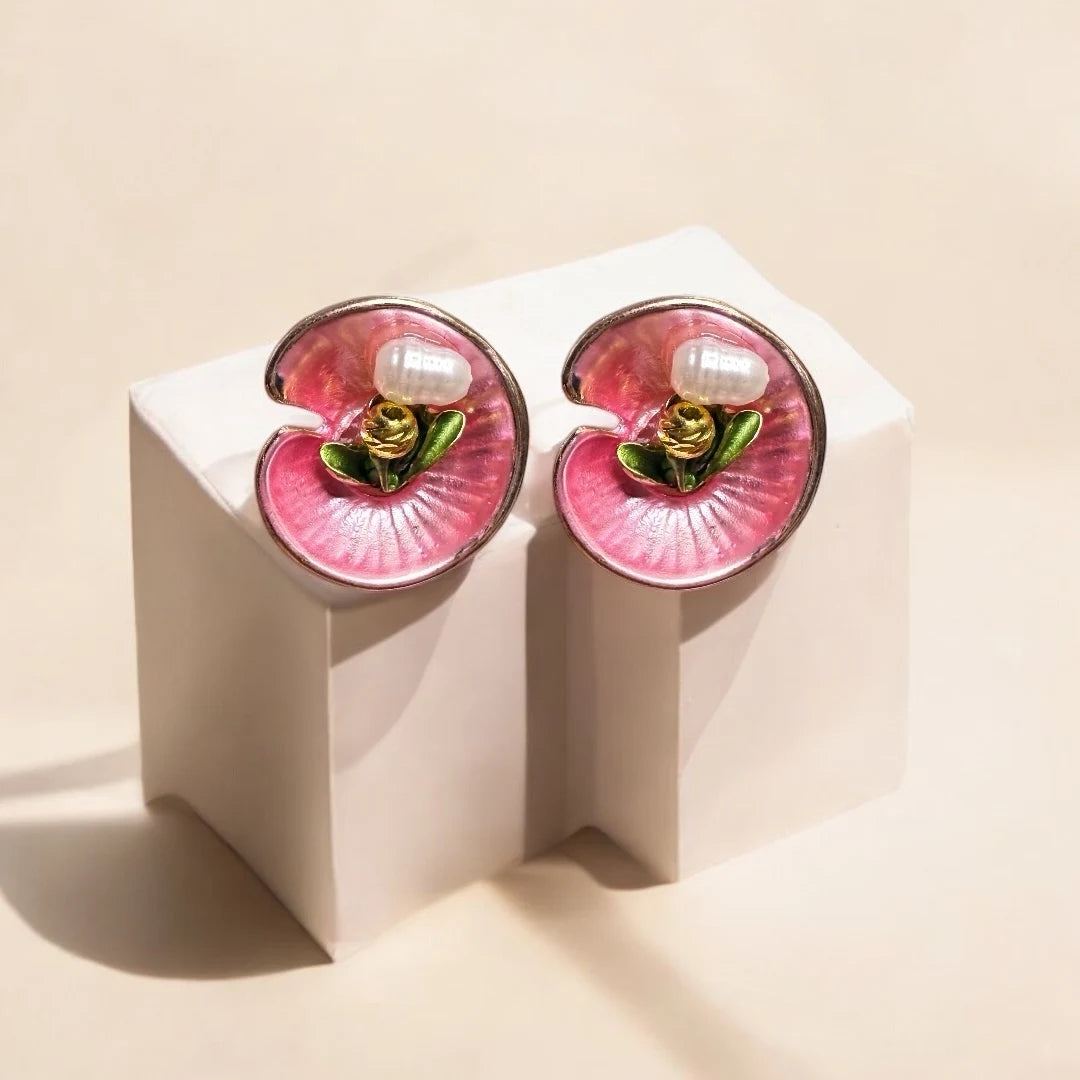 JH Pink Petal Garden Studs