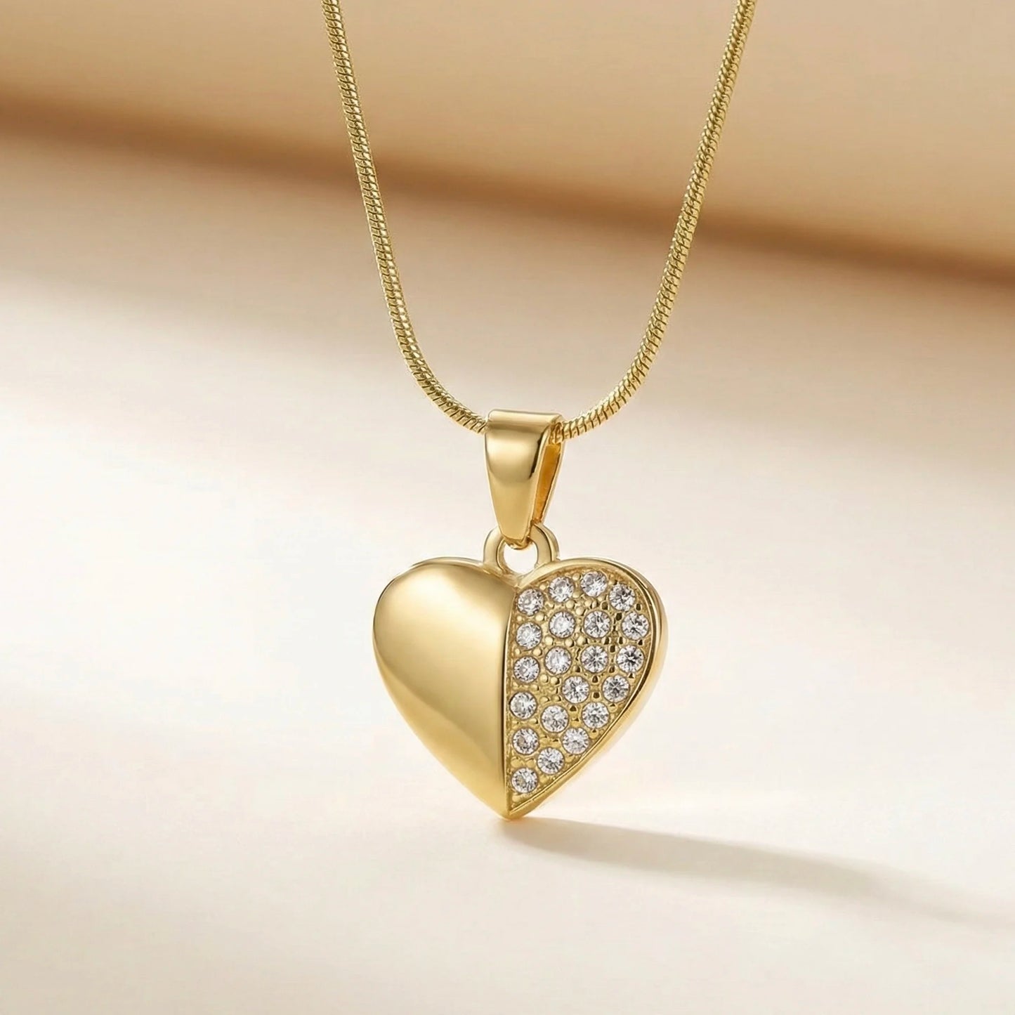 18KT Gold Plated Half Spark Heart Luxe Pendant