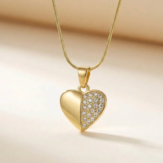 18KT Gold Plated Half Spark Heart Luxe Pendant