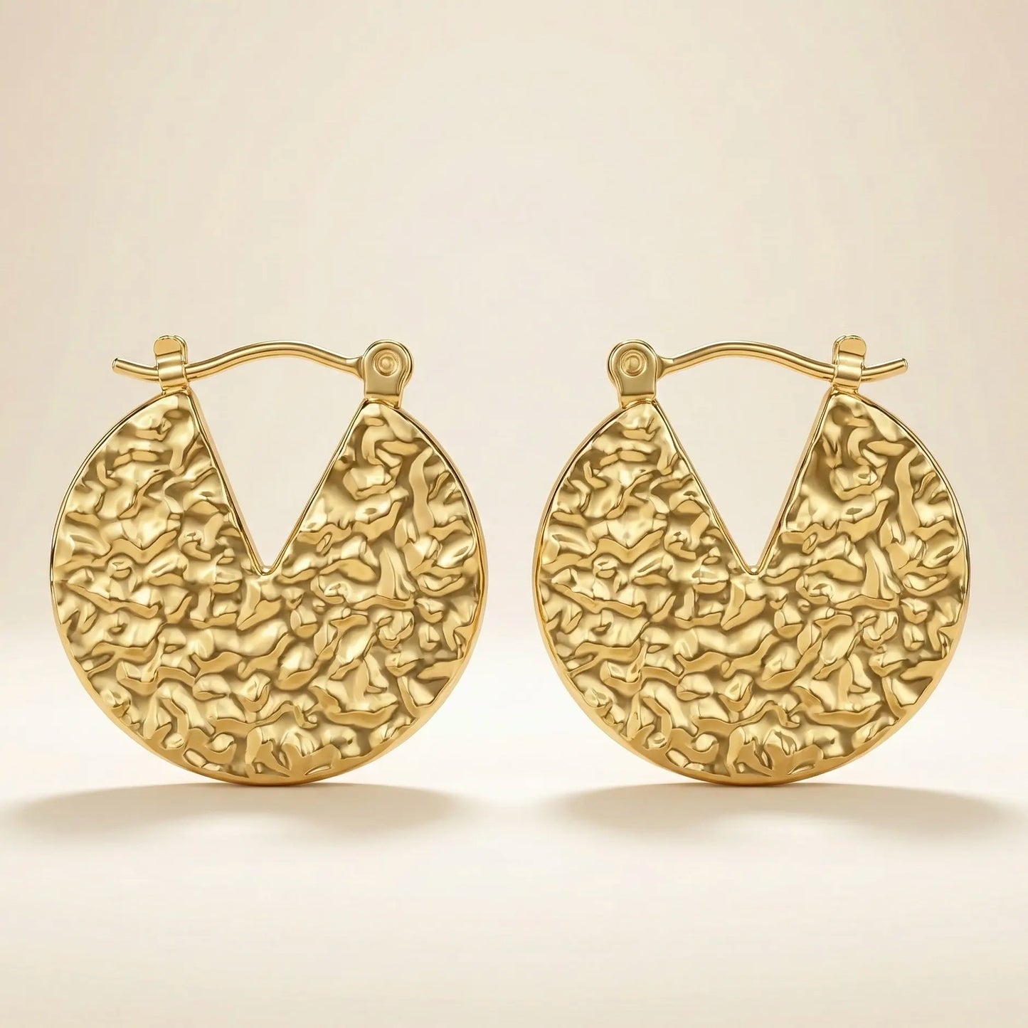 18KT Gold Plated Crater Texture Statement Earrings