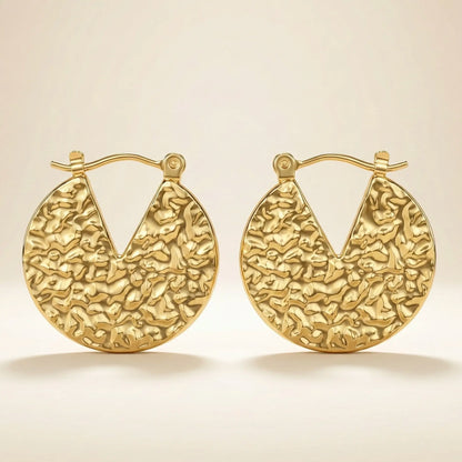 18KT Gold Plated Crater Texture Statement Earrings