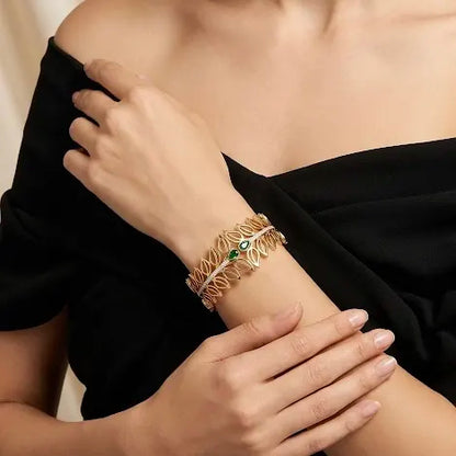 Emerald Dewdrop Leaf Bracelet