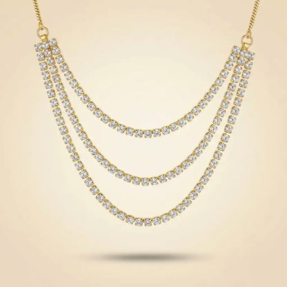 18Kt Gold Plated Luxe Triple Layer CZ Necklace
