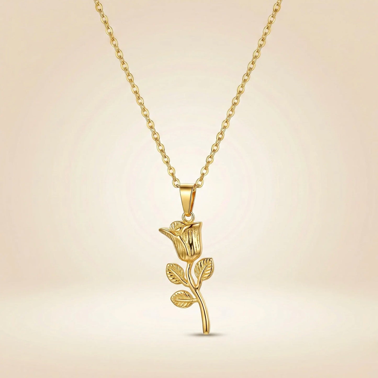 18Kt Gold Plated Rose Pendant Necklace