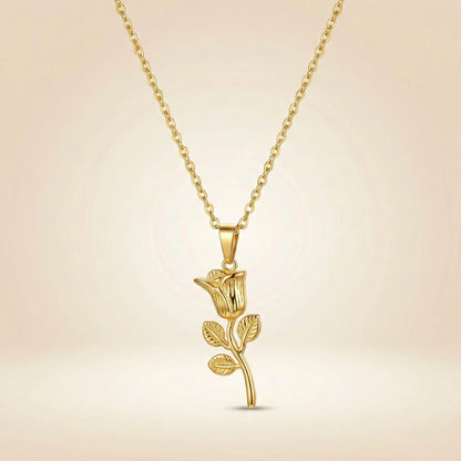 18Kt Gold Plated Rose Pendant Necklace
