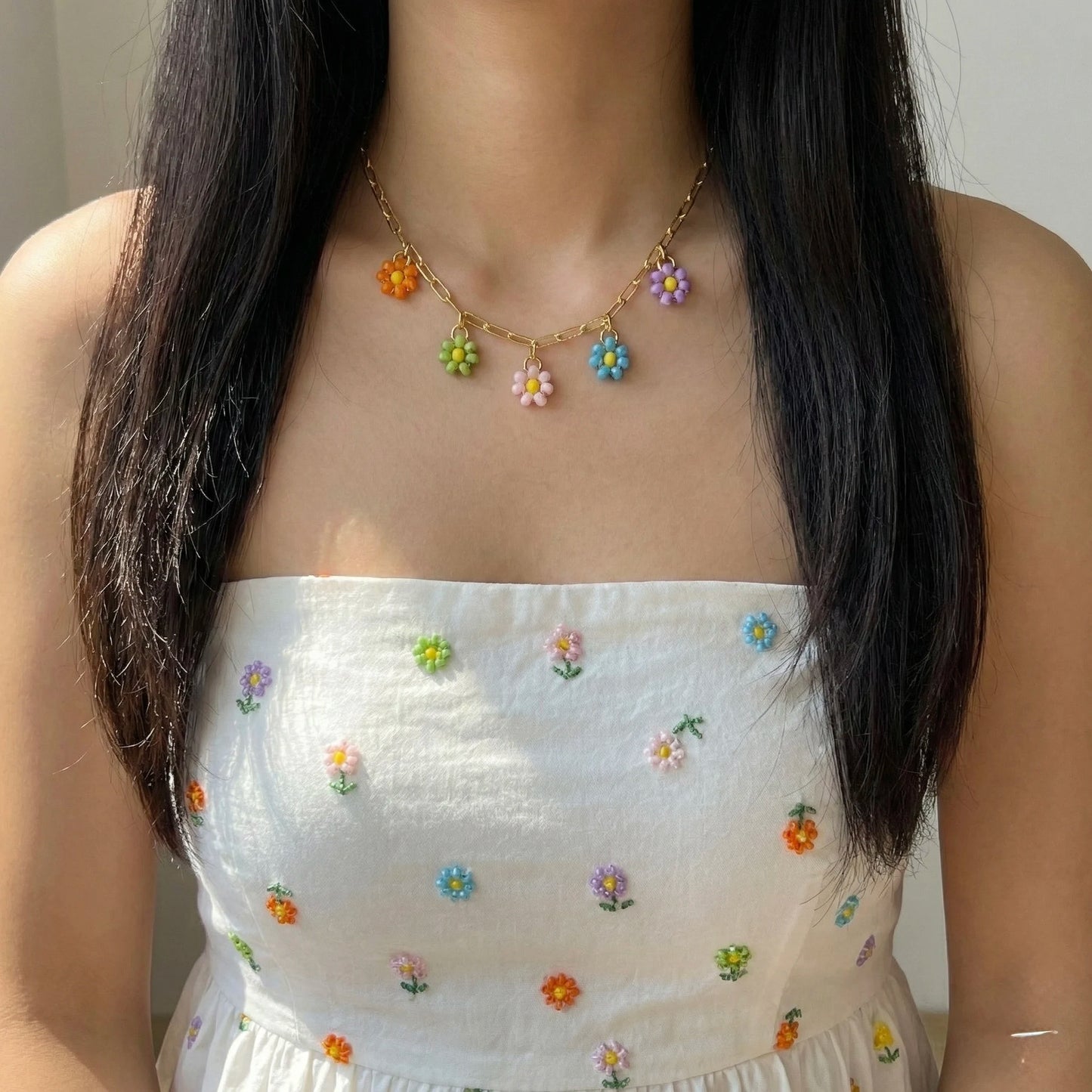 18Kt Gold Plated Summer Bloom Charm Necklace