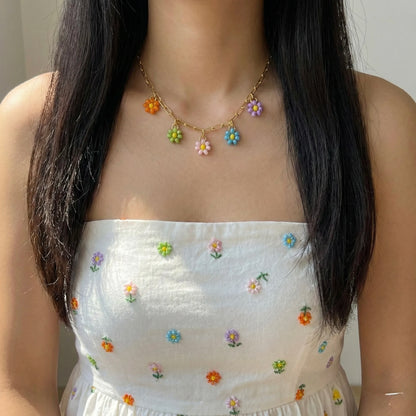 18Kt Gold Plated Summer Bloom Charm Necklace