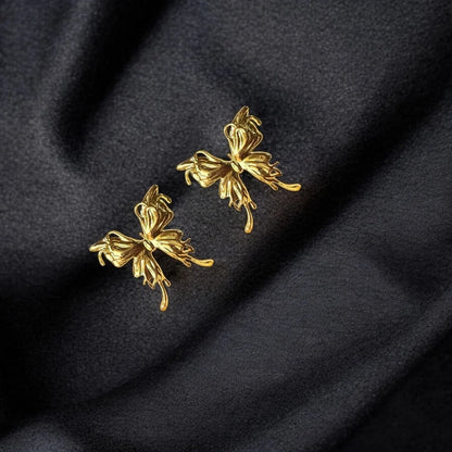Glossy Gold Butterfly Studs – Anti-Tarnish & Lightweight