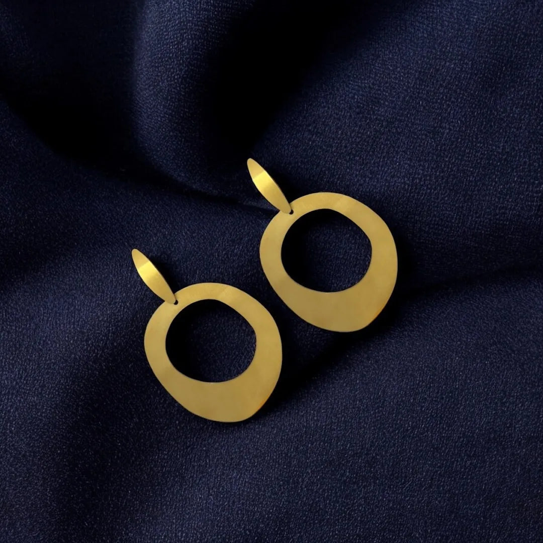 Abstract Gold Hoop Earrings