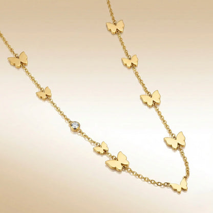 18Kt Gold Plated Dainty Butterfly Drop Necklace