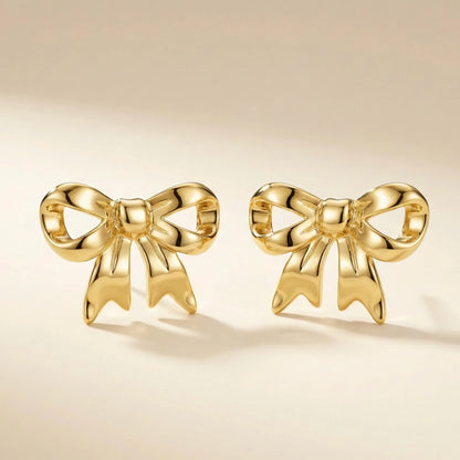 18KT Gold Plated Bow Charm Studs