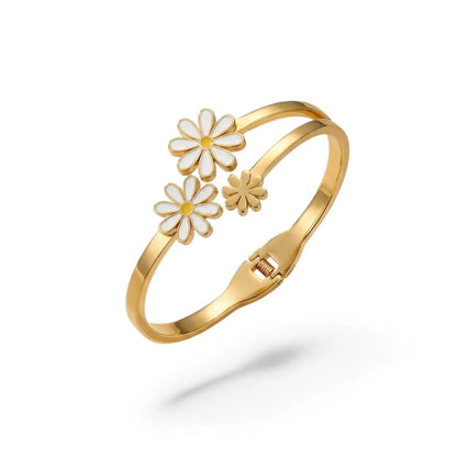 Floral Daisy Bangle Bracelet