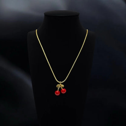 Playful Cherry Drop Pendant Necklace