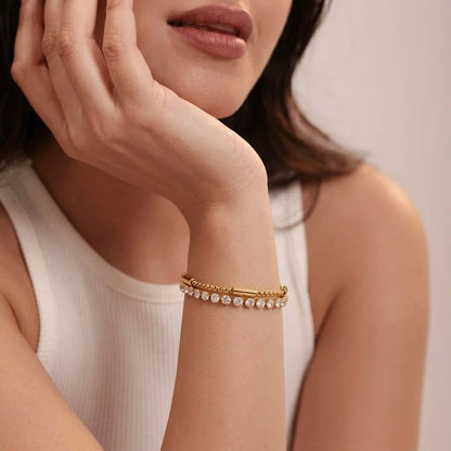 18Kt Gold Plated Double Layer Tennis Bracelet