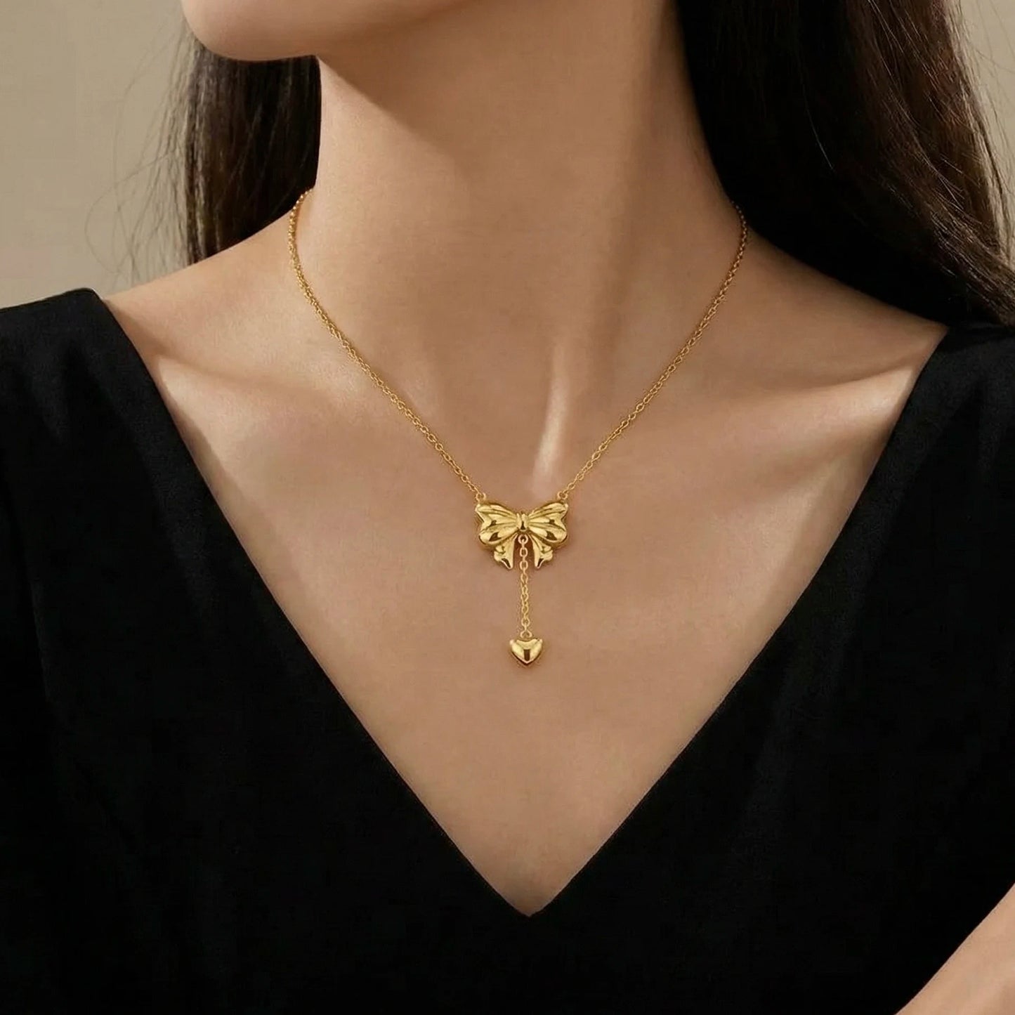 18KT Gold Plated Elegant Bow Pendant