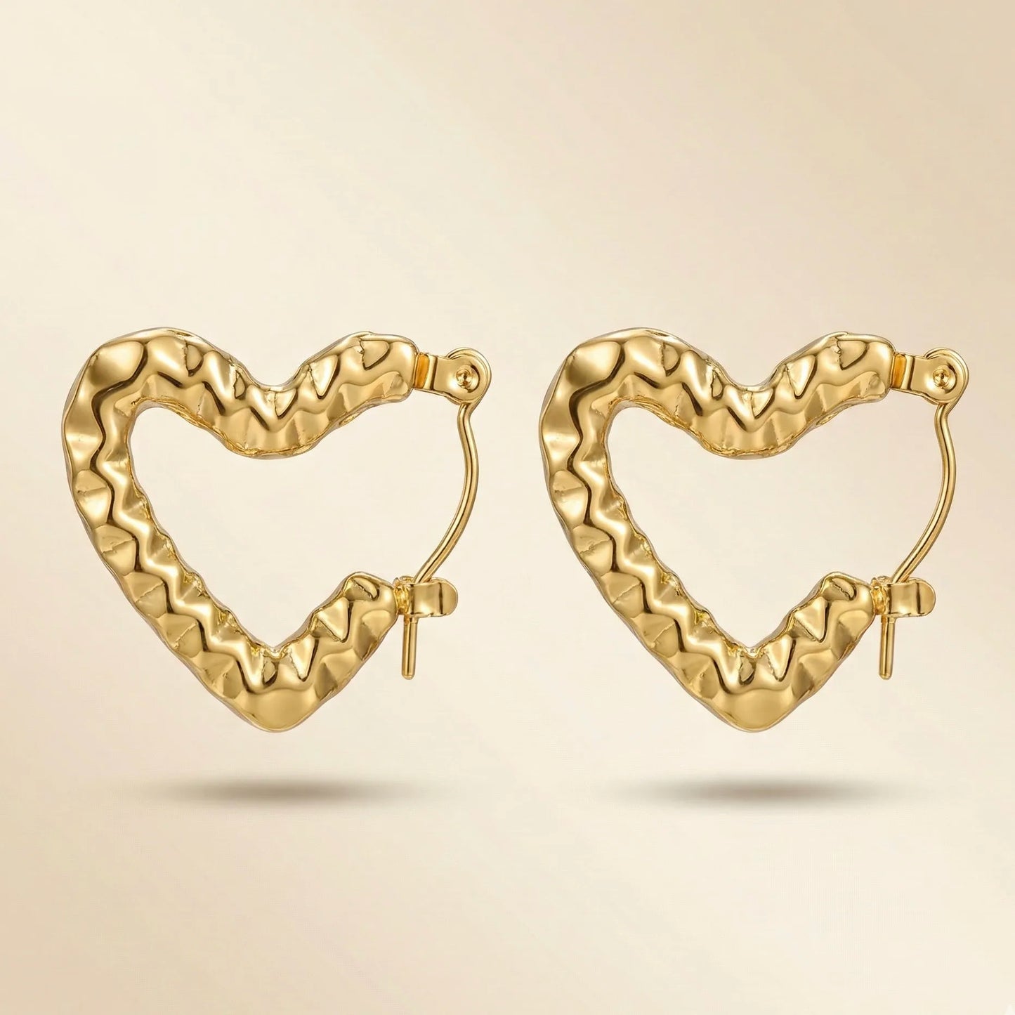 18KT Gold Plated Luxe Heartbeat Hoops