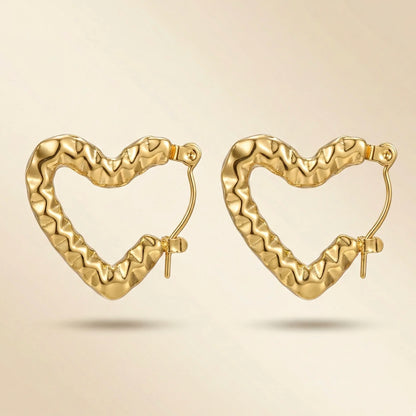 18KT Gold Plated Luxe Heartbeat Hoops