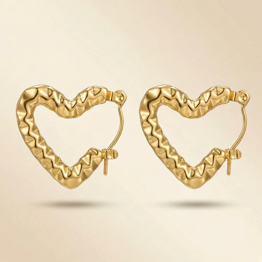 18KT Gold Plated Luxe Heartbeat Hoops