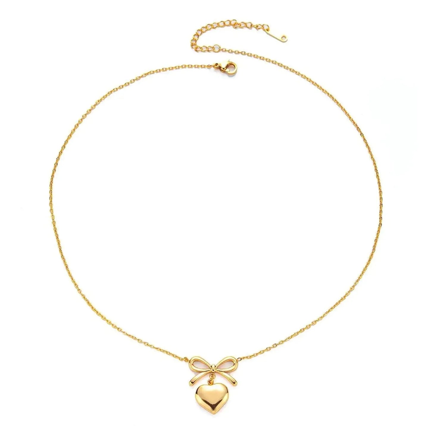 Elegant Bow Heart Pendant Chain