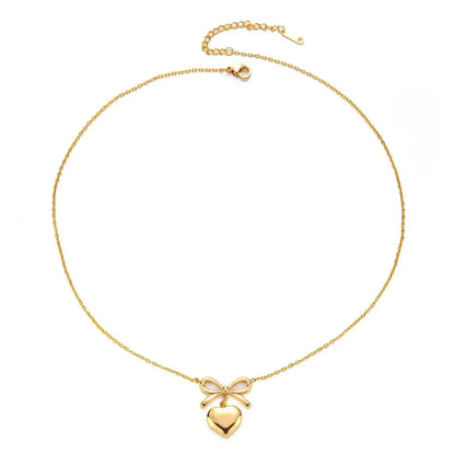 Elegant Bow Heart Pendant Chain