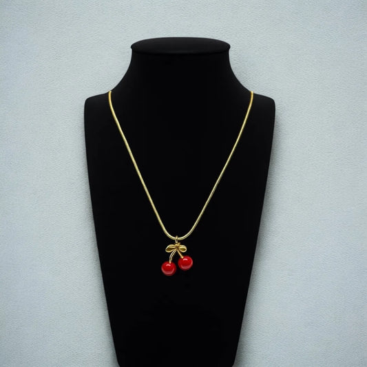 Playful Cherry Drop Pendant Necklace