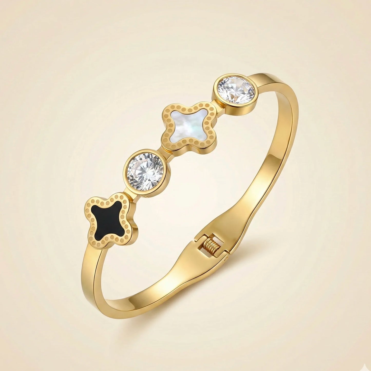 Duo-Tone Clover Crystal Bracelet