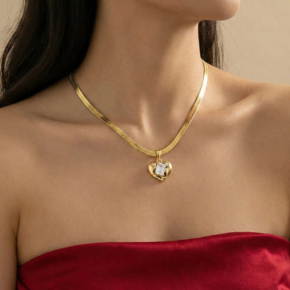 18KT Gold Plated Bold Heart Luxe Pendant Necklace