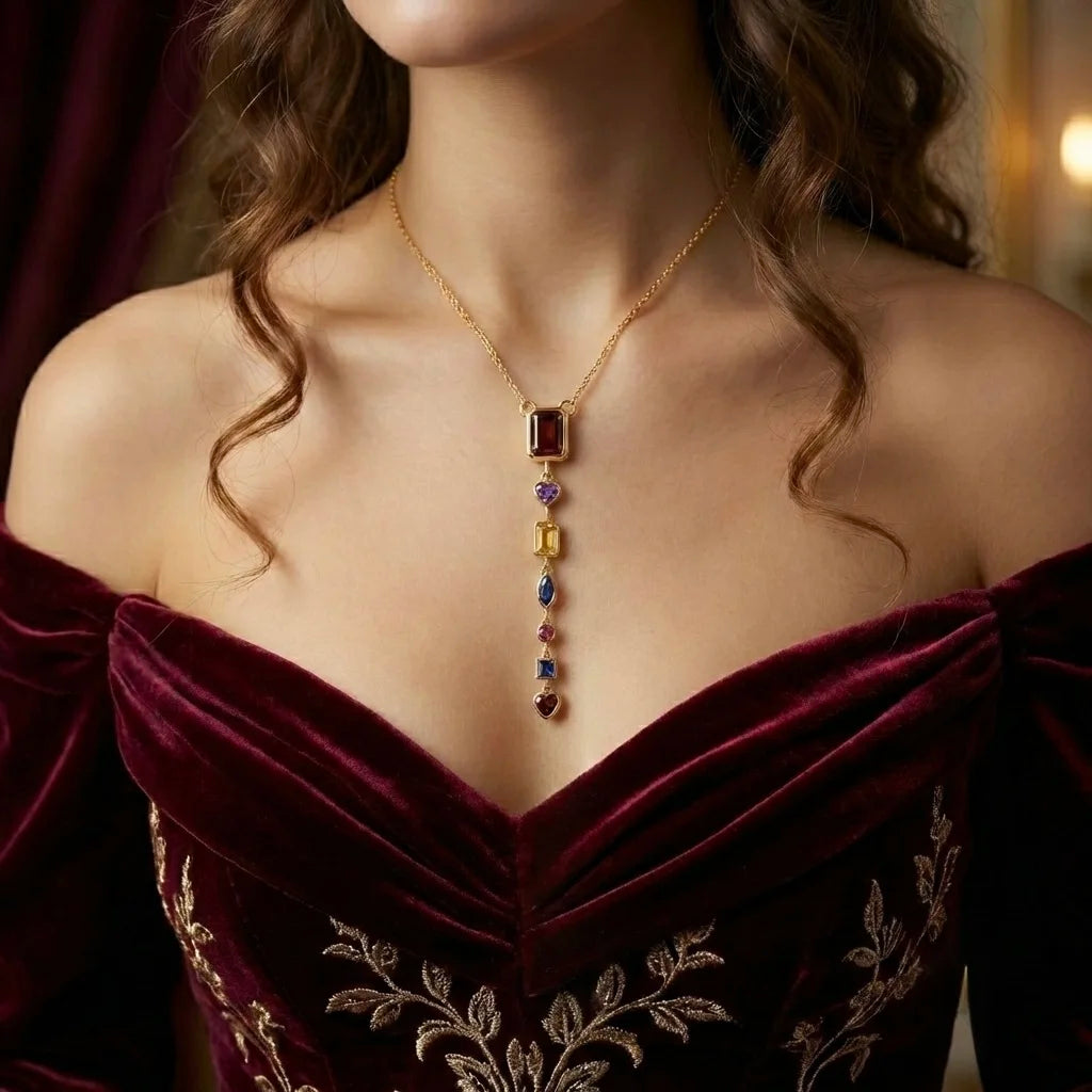 18Kt Gold Plated Luxe Bar Drop Charm Necklace