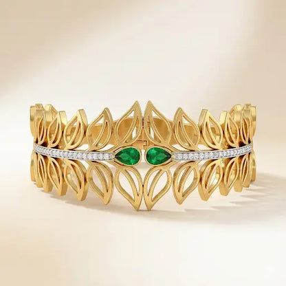 Emerald Dewdrop Leaf Bracelet