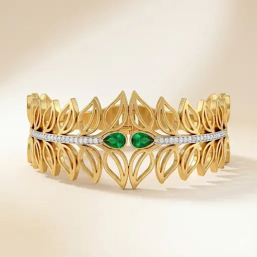 Emerald Dewdrop Leaf Bracelet