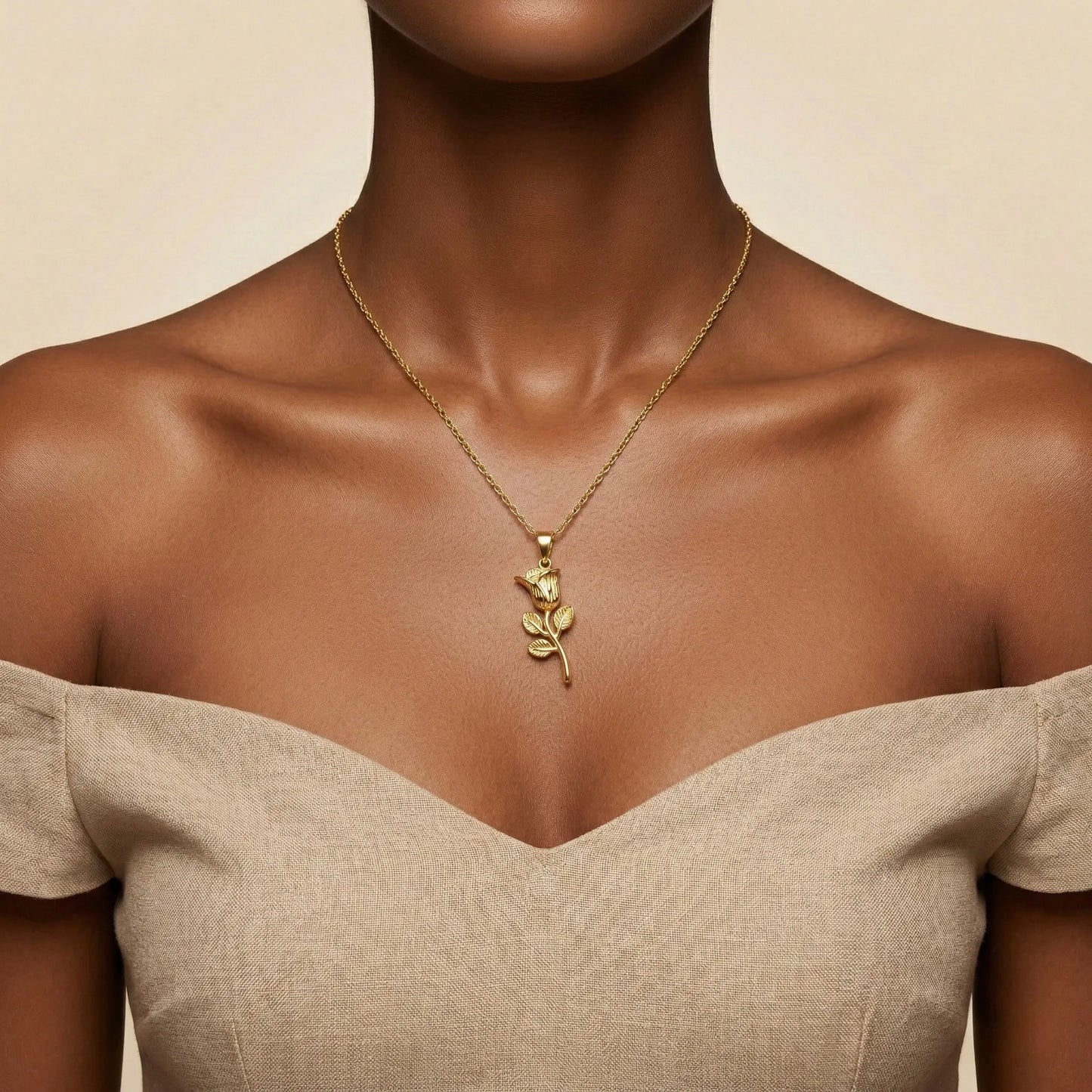18Kt Gold Plated Rose Pendant Necklace