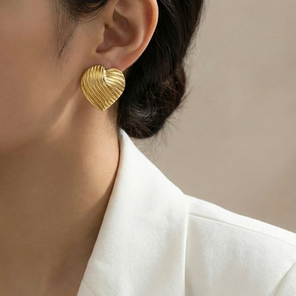 18KT Gold Plated Heart Studs