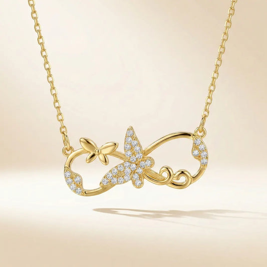 18KT Gold Plated Infinity Butterfly Sparkle Necklace