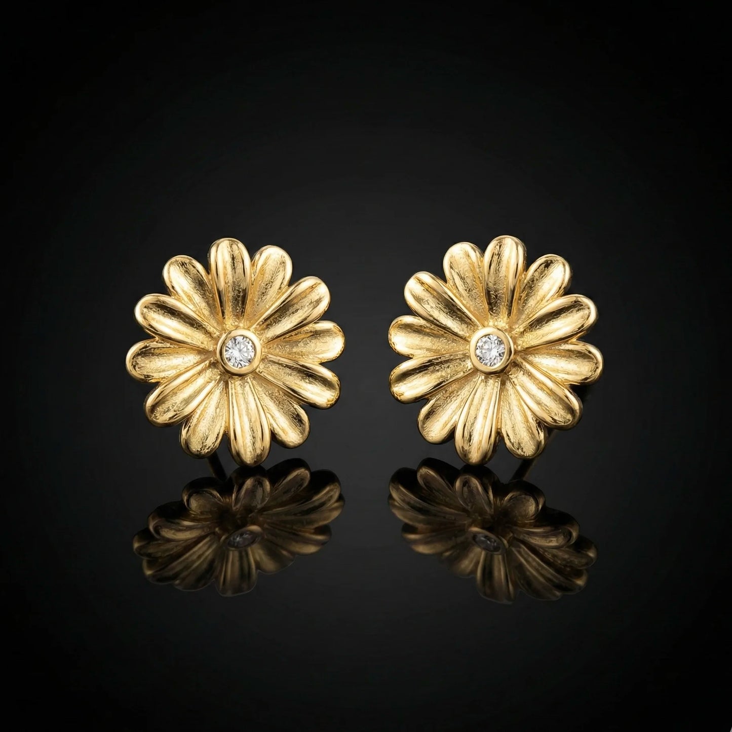 18KT Gold Plated Floral Luxe Stud Earrings