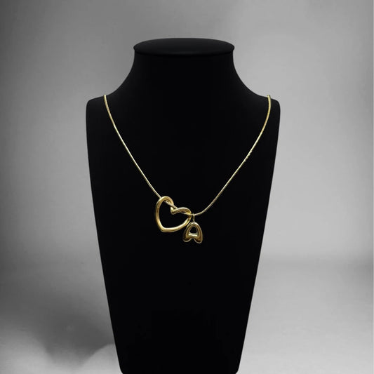 Bonded Hearts Gold Necklace With Minimal