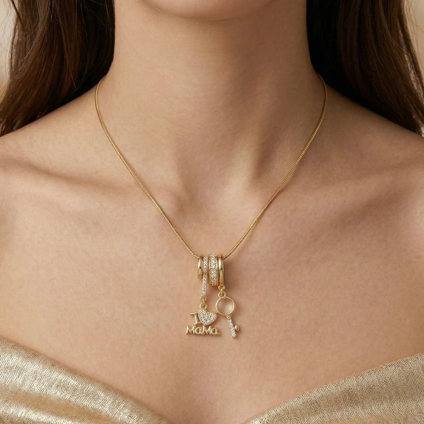18Kt Gold Plated Love for Mom Charm Necklace