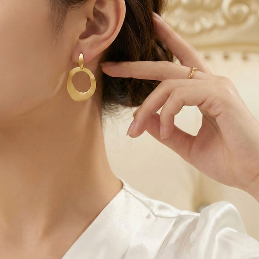 18KT Gold Plated Abstract Hoop Earrings