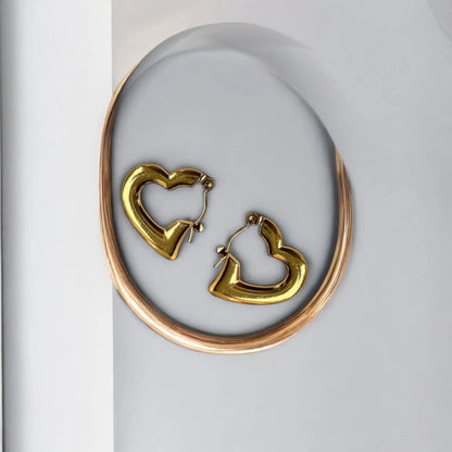 Chunky Heart Hoops – 18K Gold Plated & Waterproof
