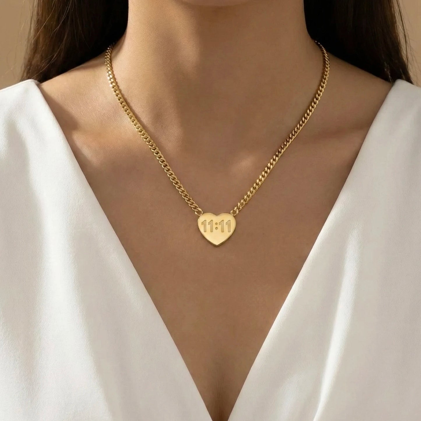 18KT Gold Plated 11:11 Wishmaker Heart Necklace