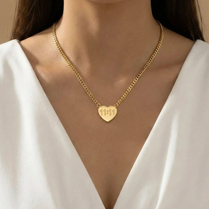 18KT Gold Plated 11:11 Wishmaker Heart Necklace
