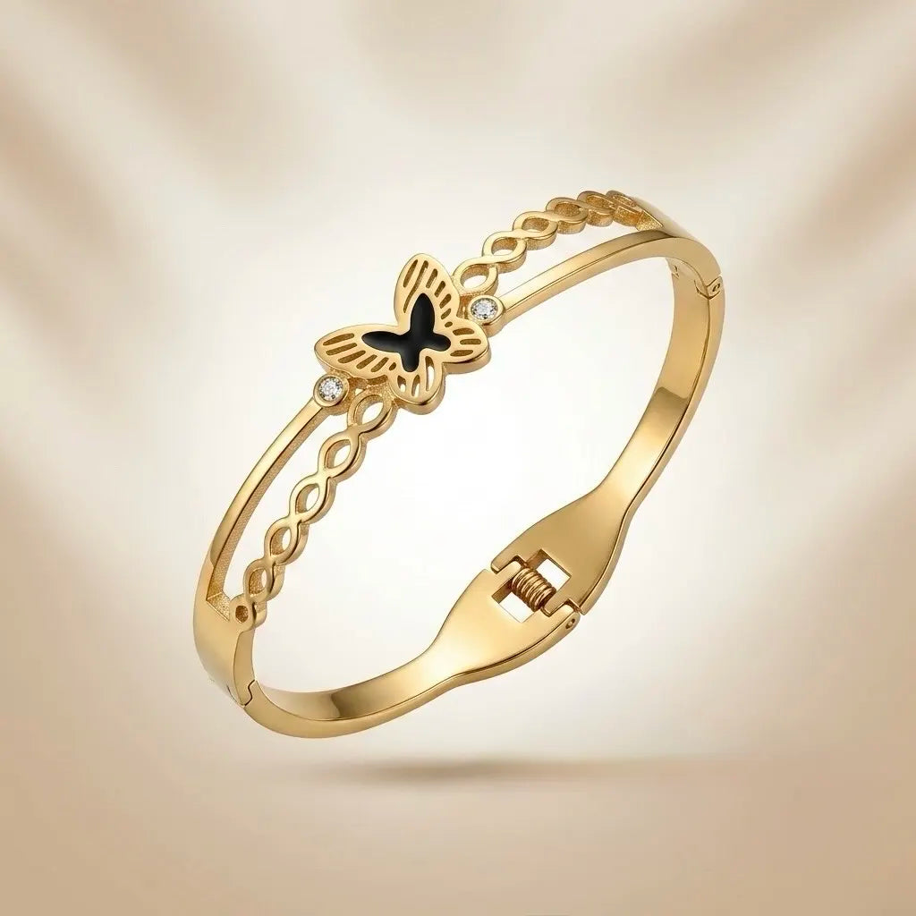 18Kt Gold Plated Elegant Butterfly Bangle Bracelet