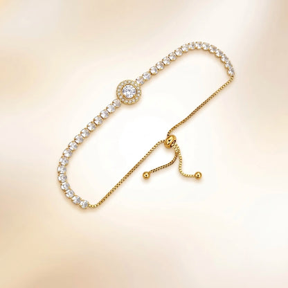 18Kt Gold Plated Crystal Tennis Adjustable Bracelet