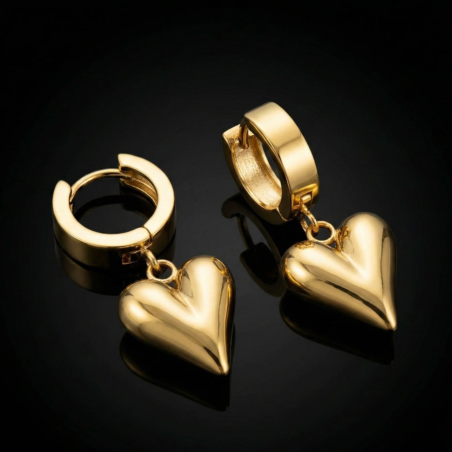 18KT Gold Plated Elegant Heart Dangling Earrings