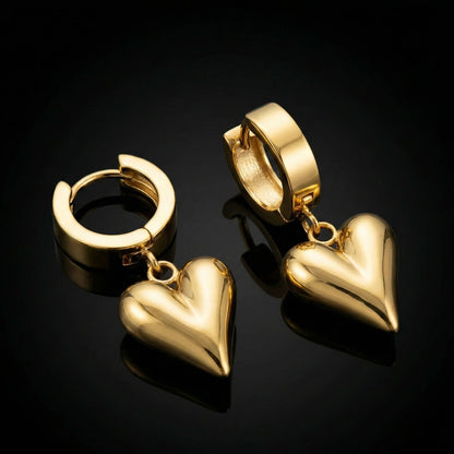 18KT Gold Plated Elegant Heart Dangling Earrings