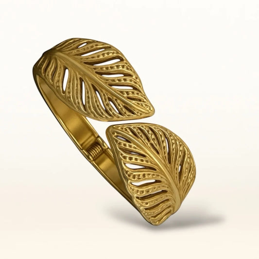 Golden Leaf Embrace Bracelet Cuff