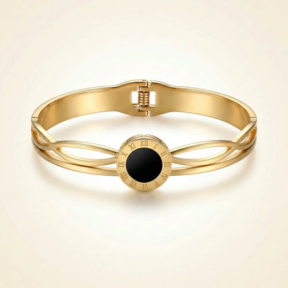 18Kt Gold Plated Elegant Black Dial Bracelet