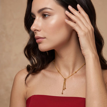 18Kt Gold Plated Beaded Y-Drop Necklace